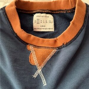 Urban Outfitters Navy and Rust Contrast Crewneck Sweatshirt